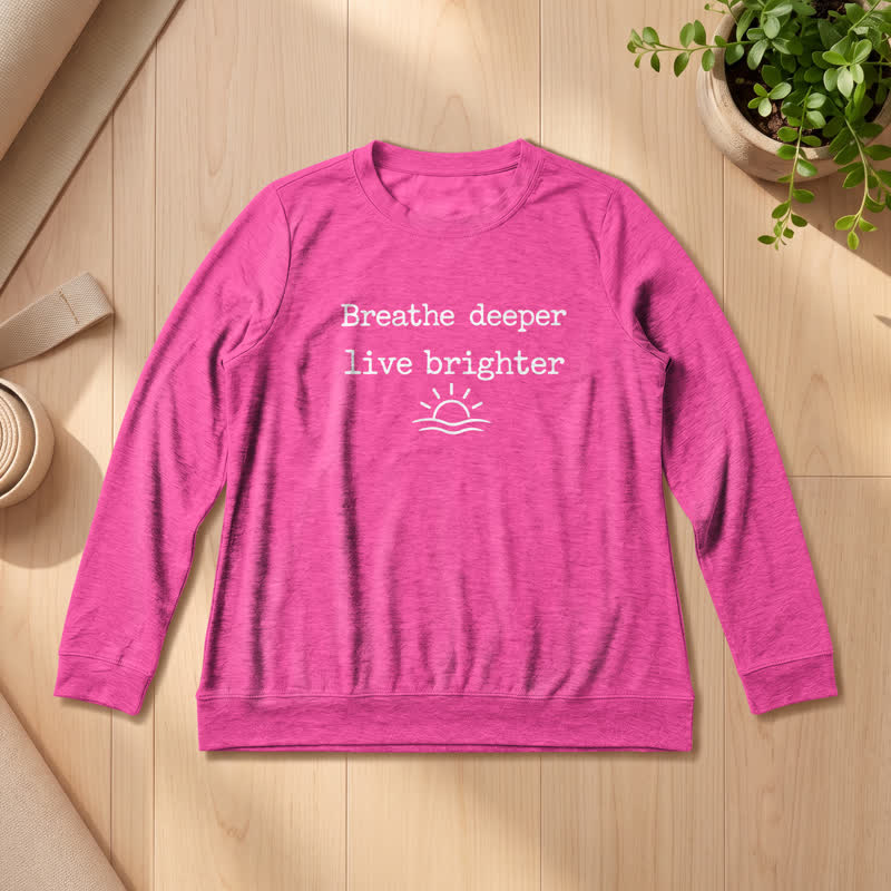Camicia a maniche lunghe da donna Olivenorma in morbido misto cotone con stampa "Breathe Deeper". - Rosa - 2XL - image 21