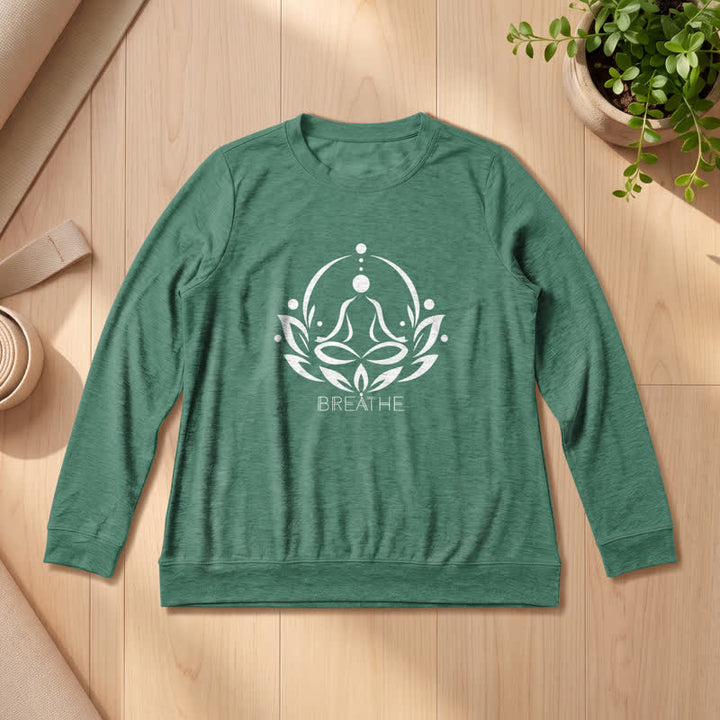 Camicia a maniche lunghe da donna Olivenorma in misto cotone con stampa a figure di loto - Verde Vintage - 2XL - image 21