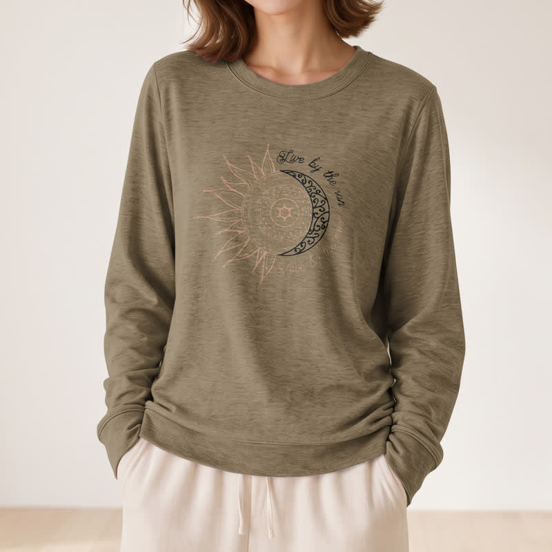 Camicia a maniche lunghe da donna Olivenorma in morbido misto cotone con stampa mandala sole luna - image 26