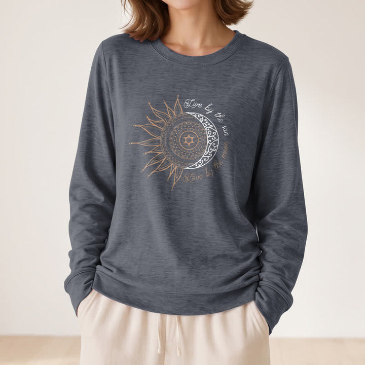 Camicia a maniche lunghe da donna Olivenorma in morbido misto cotone con stampa mandala sole luna - image 17