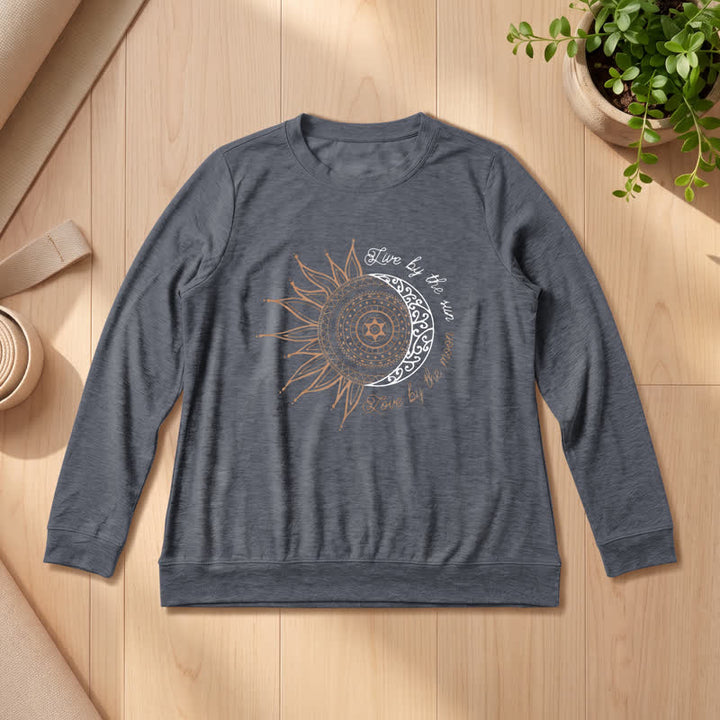 Camicia a maniche lunghe da donna Olivenorma in morbido misto cotone con stampa mandala sole luna - Grigio Heather - 2XL - image 15