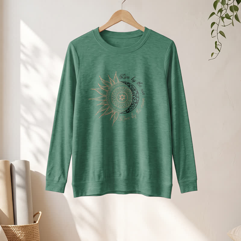 Camicia a maniche lunghe da donna Olivenorma in morbido misto cotone con stampa mandala sole luna - image 1