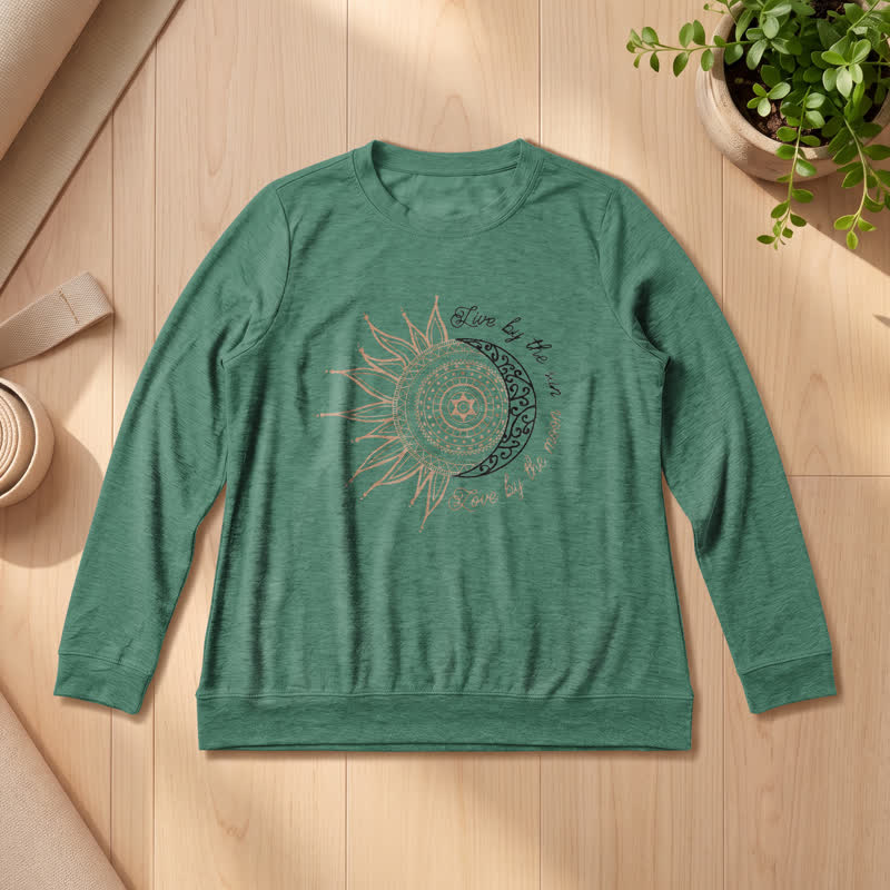 Camicia a maniche lunghe da donna Olivenorma in morbido misto cotone con stampa mandala sole luna - Verde Vintage - 2XL - image 0