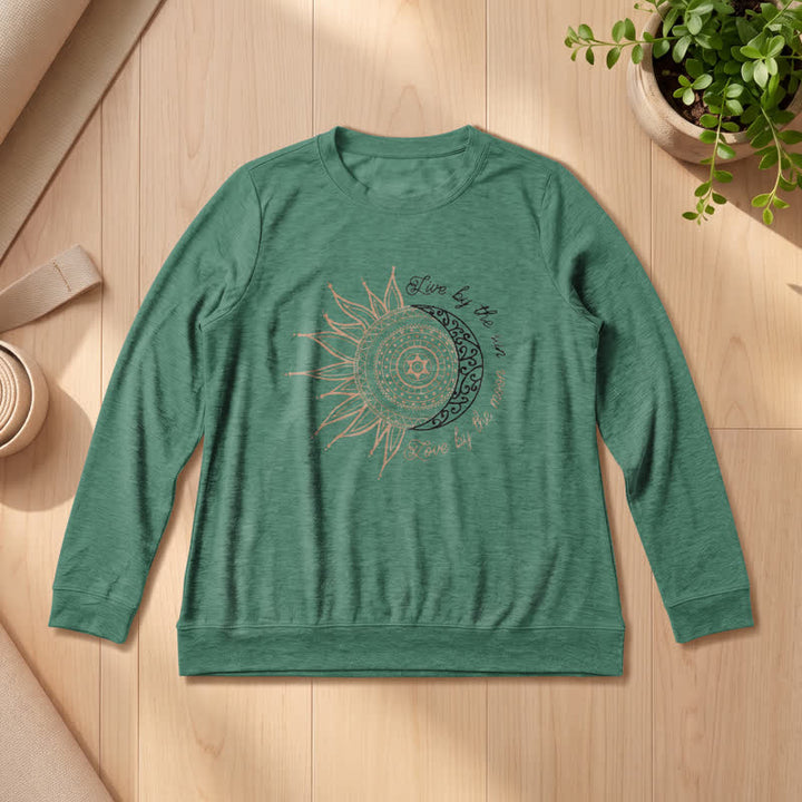 Camicia a maniche lunghe da donna Olivenorma in morbido misto cotone con stampa mandala sole luna - Verde Vintage - 2XL - image 0