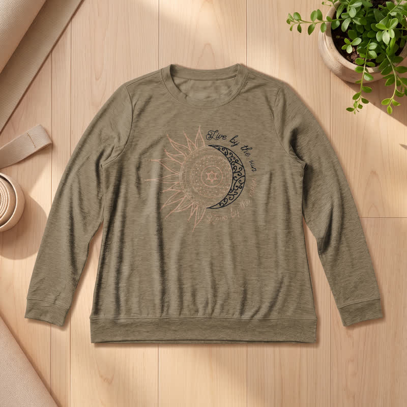 Camicia a maniche lunghe da donna Olivenorma in morbido misto cotone con stampa mandala sole luna - Caffè - 2XL - image 24