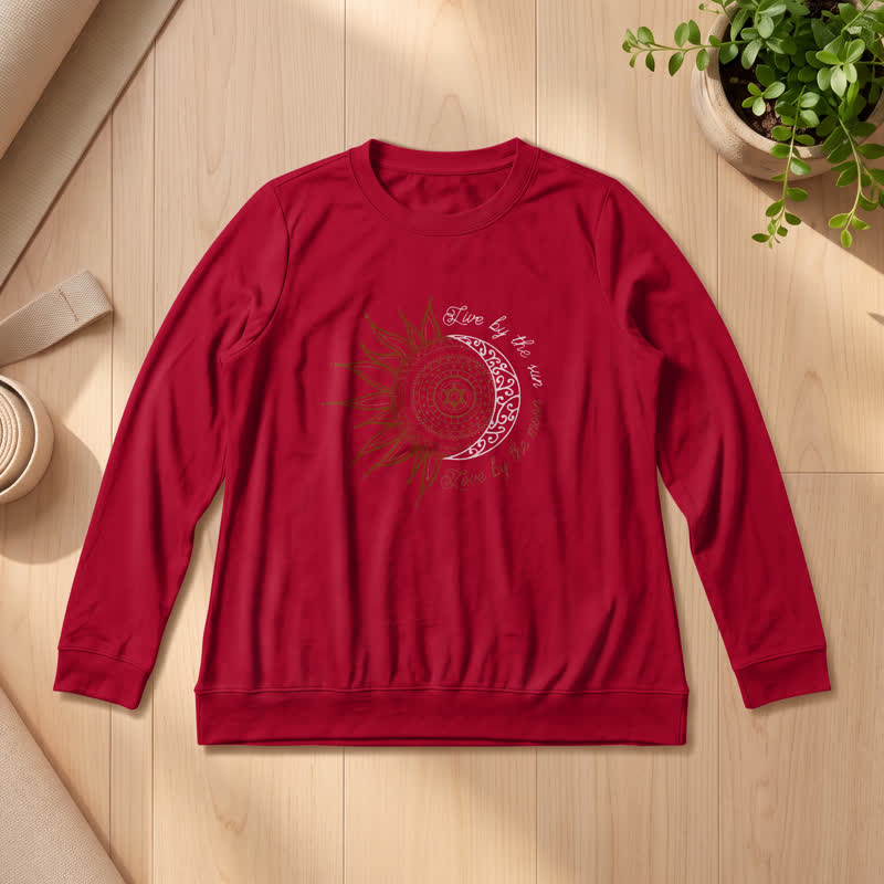 Camicia a maniche lunghe da donna Olivenorma in morbido misto cotone con stampa mandala sole luna - Vino - 2XL - image 30
