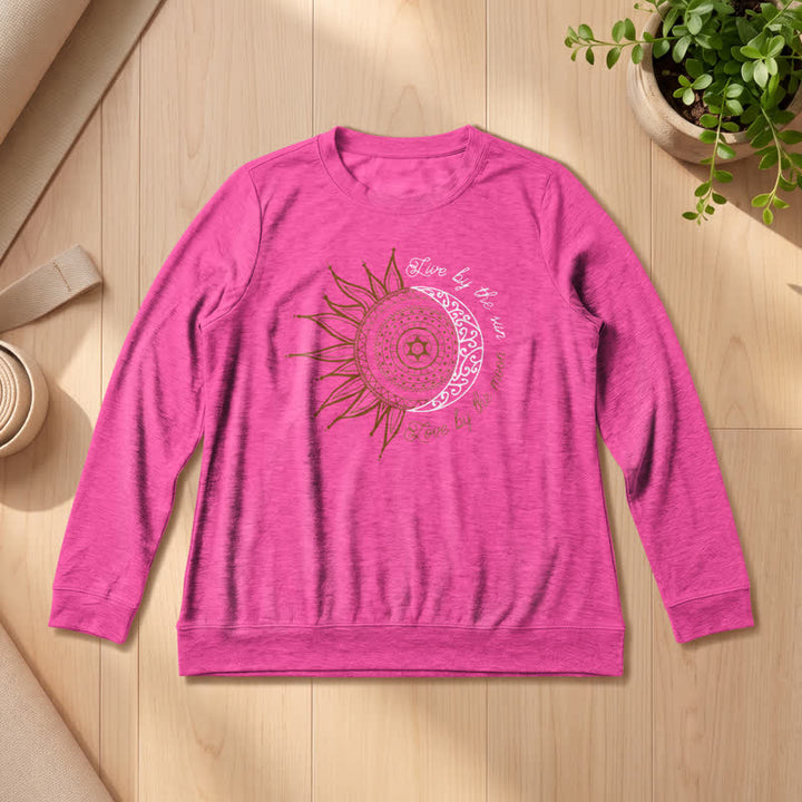 Camicia a maniche lunghe da donna Olivenorma in morbido misto cotone con stampa mandala sole luna - Rosa - 2XL - image 21