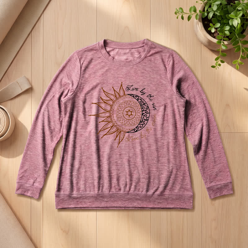 Camicia a maniche lunghe da donna Olivenorma in morbido misto cotone con stampa mandala sole luna - Oro rosa - 2XL - image 9