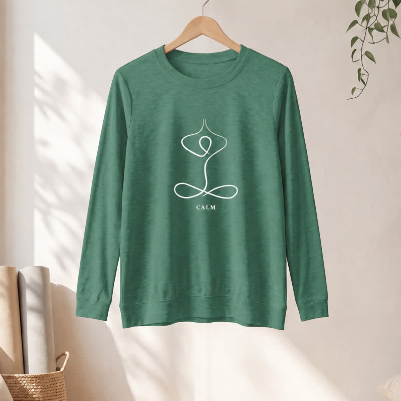 Camicia a maniche lunghe da donna Olivenorma in misto cotone con stampa artistica "Breath & Calm". - image 43