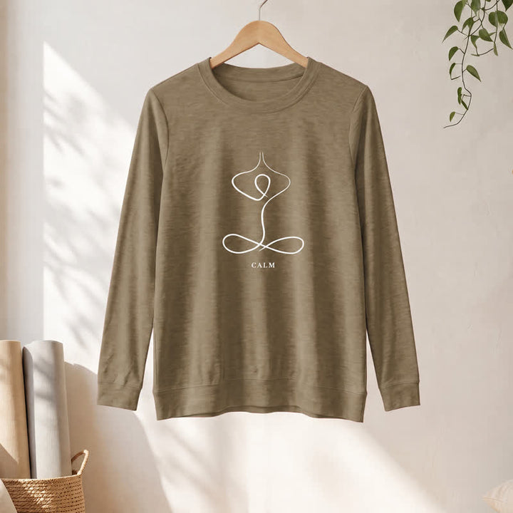 Camicia a maniche lunghe da donna Olivenorma in misto cotone con stampa artistica "Breath & Calm". - image 49
