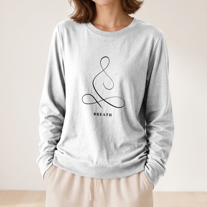 Camicia a maniche lunghe da donna Olivenorma in misto cotone con stampa artistica "Breath & Calm". - image 11