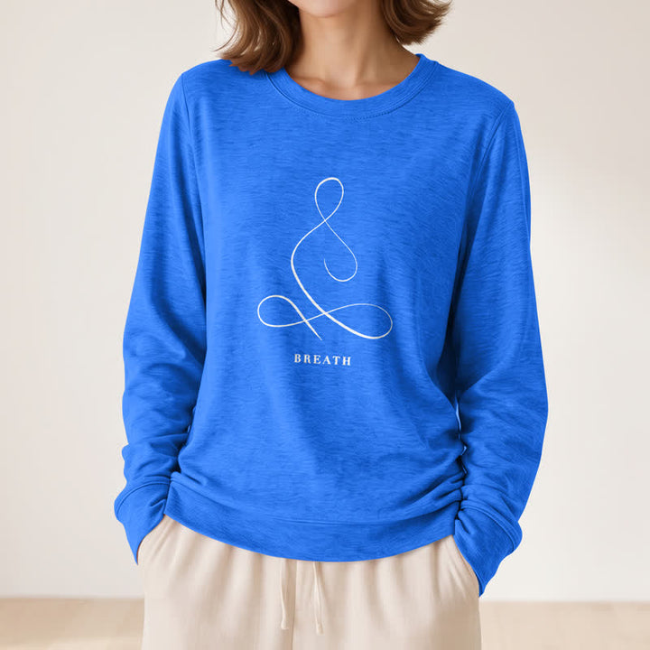 Camicia a maniche lunghe da donna Olivenorma in misto cotone con stampa artistica "Breath & Calm". - image 35