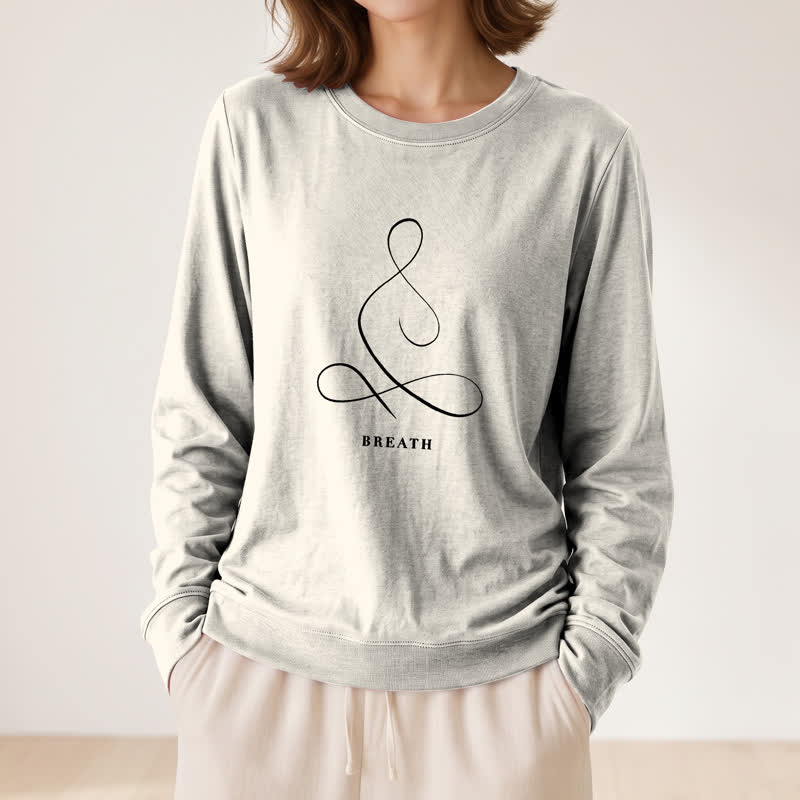 Camicia a maniche lunghe da donna Olivenorma in misto cotone con stampa artistica "Breath & Calm". - image 5