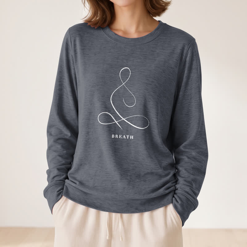 Camicia a maniche lunghe da donna Olivenorma in misto cotone con stampa artistica "Breath & Calm". - image 29