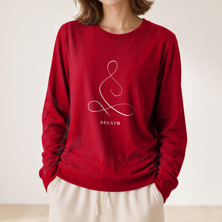 Camicia a maniche lunghe da donna Olivenorma in misto cotone con stampa artistica "Breath & Calm". - image 65