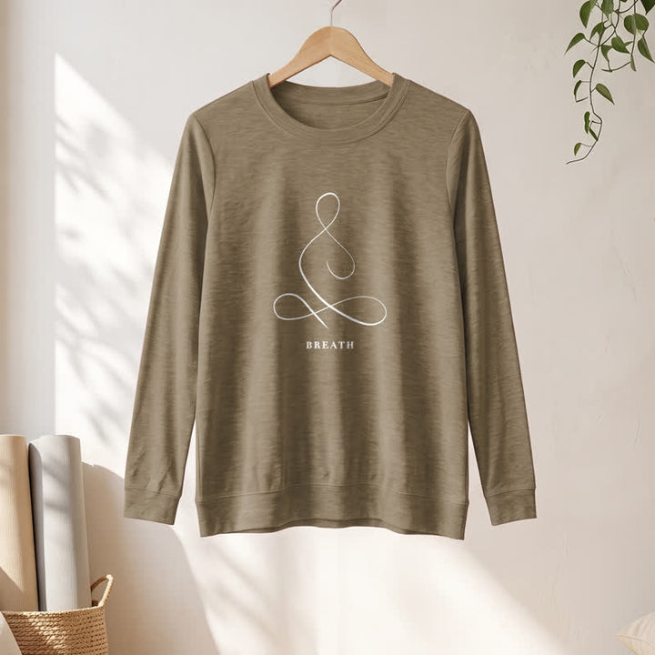 Camicia a maniche lunghe da donna Olivenorma in misto cotone con stampa artistica "Breath & Calm". - image 52