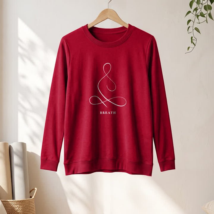 Camicia a maniche lunghe da donna Olivenorma in misto cotone con stampa artistica "Breath & Calm". - image 64