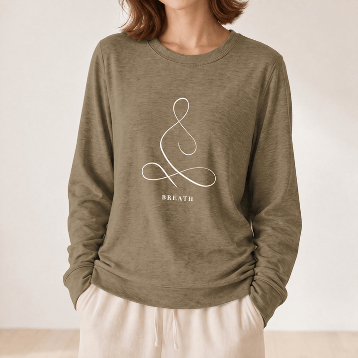 Camicia a maniche lunghe da donna Olivenorma in misto cotone con stampa artistica "Breath & Calm". - image 53