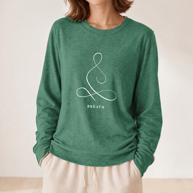 Camicia a maniche lunghe da donna Olivenorma in misto cotone con stampa artistica "Breath & Calm". - image 47