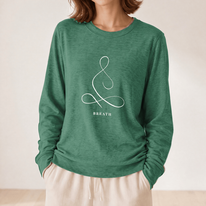 Camicia a maniche lunghe da donna Olivenorma in misto cotone con stampa artistica "Breath & Calm". - image 47