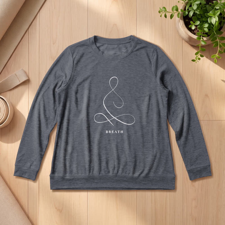 Camicia a maniche lunghe da donna Olivenorma in misto cotone con stampa artistica "Breath & Calm". - RESPIRO - Grigio Heather - 2XL - image 27