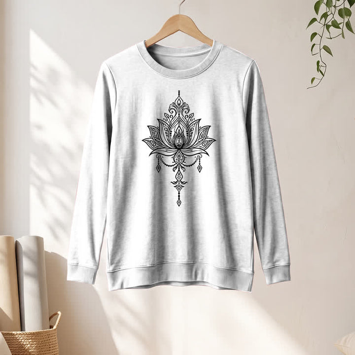 Camicia da donna a maniche lunghe Olivenorma in morbido misto cotone con stampa a loto. - image 4