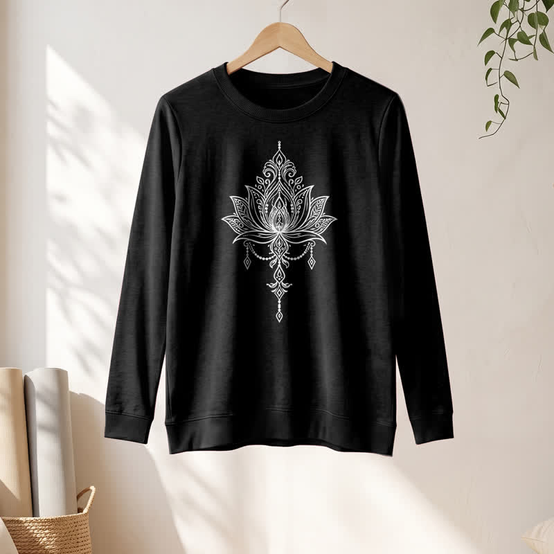 Camicia da donna a maniche lunghe Olivenorma in morbido misto cotone con stampa a loto. - image 7