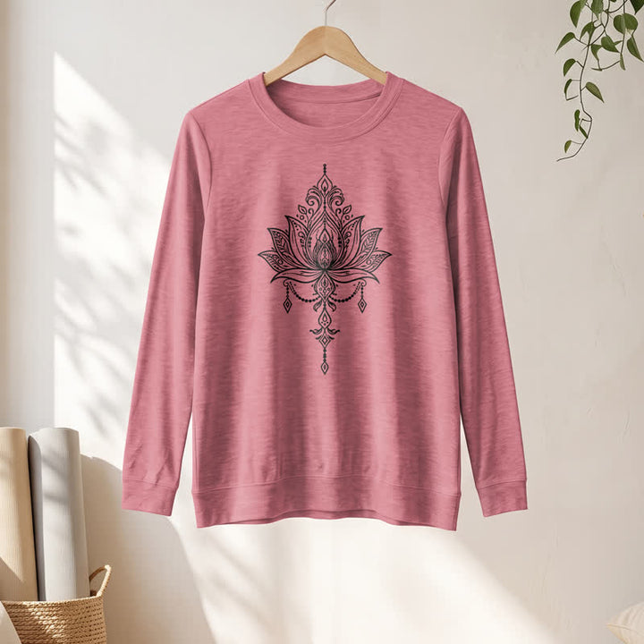 Camicia da donna a maniche lunghe Olivenorma in morbido misto cotone con stampa a loto. - image 10