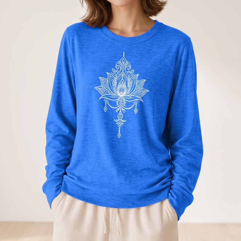 Camicia da donna a maniche lunghe Olivenorma in morbido misto cotone con stampa a loto. - image 20