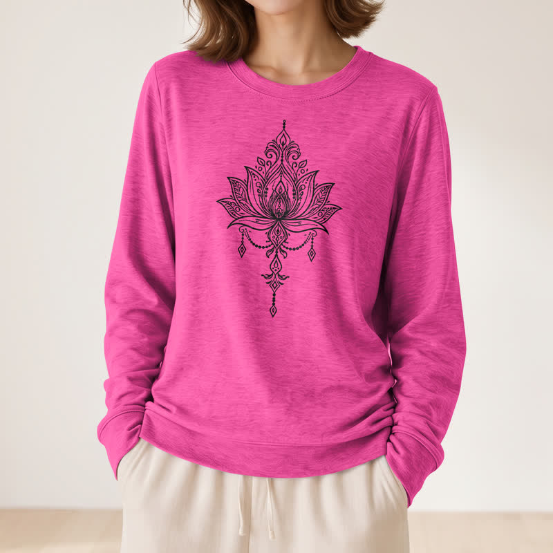 Camicia da donna a maniche lunghe Olivenorma in morbido misto cotone con stampa a loto. - image 23