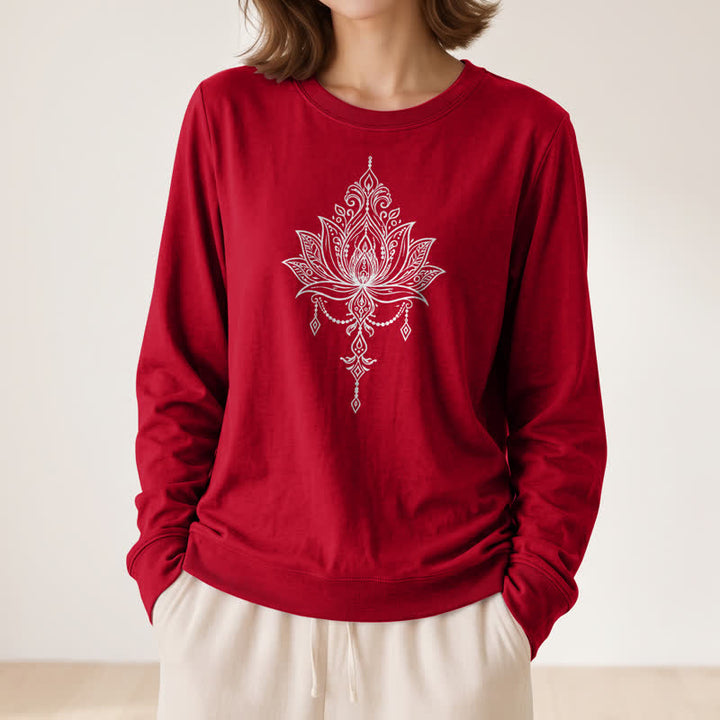 Camicia da donna a maniche lunghe Olivenorma in morbido misto cotone con stampa a loto. - image 32
