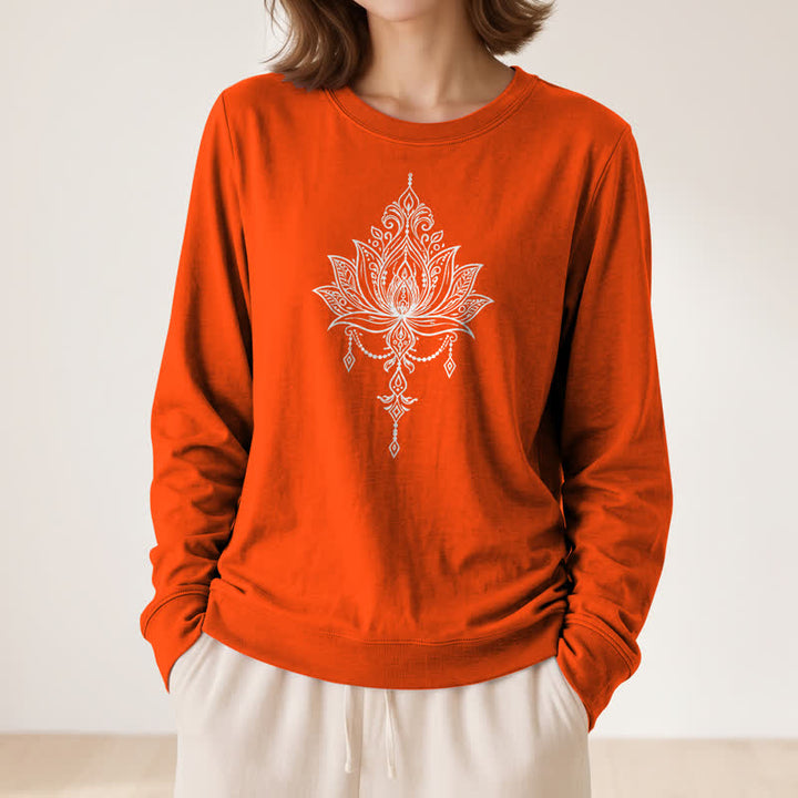 Camicia da donna a maniche lunghe Olivenorma in morbido misto cotone con stampa a loto. - image 29