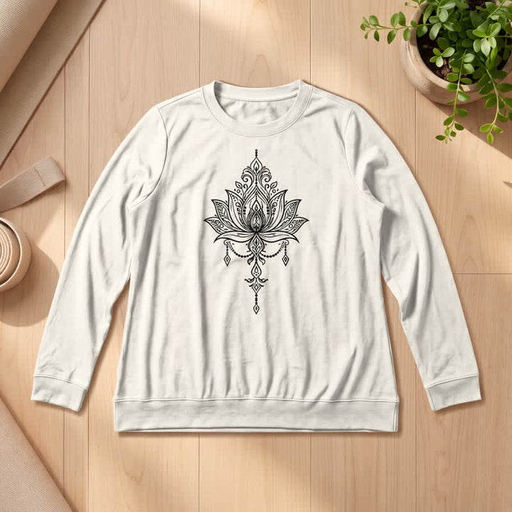 Camicia da donna a maniche lunghe Olivenorma in morbido misto cotone con stampa a loto. - Colore sabbia - 2XL - image 12