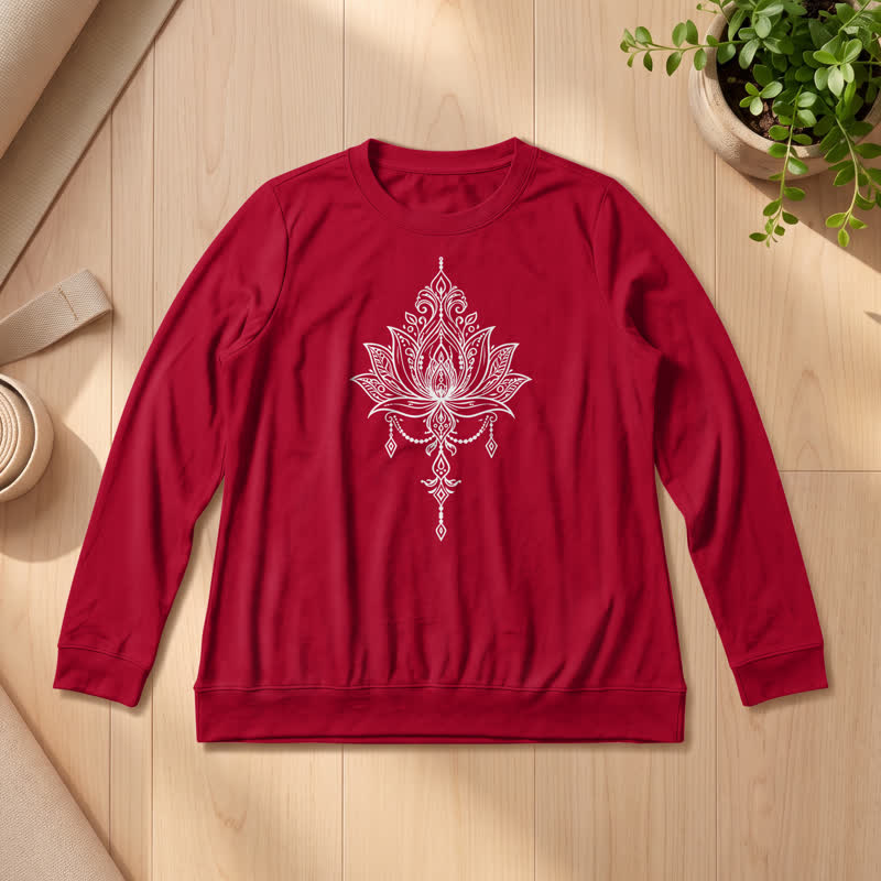 Camicia da donna a maniche lunghe Olivenorma in morbido misto cotone con stampa a loto. - Vino - 2XL - image 30