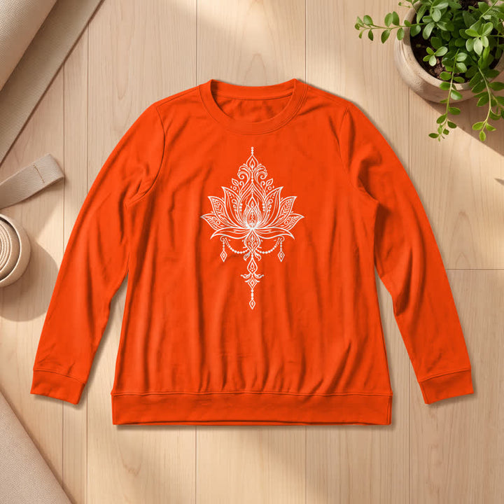 Camicia da donna a maniche lunghe Olivenorma in morbido misto cotone con stampa a loto. - Arancia - 2XL - image 27