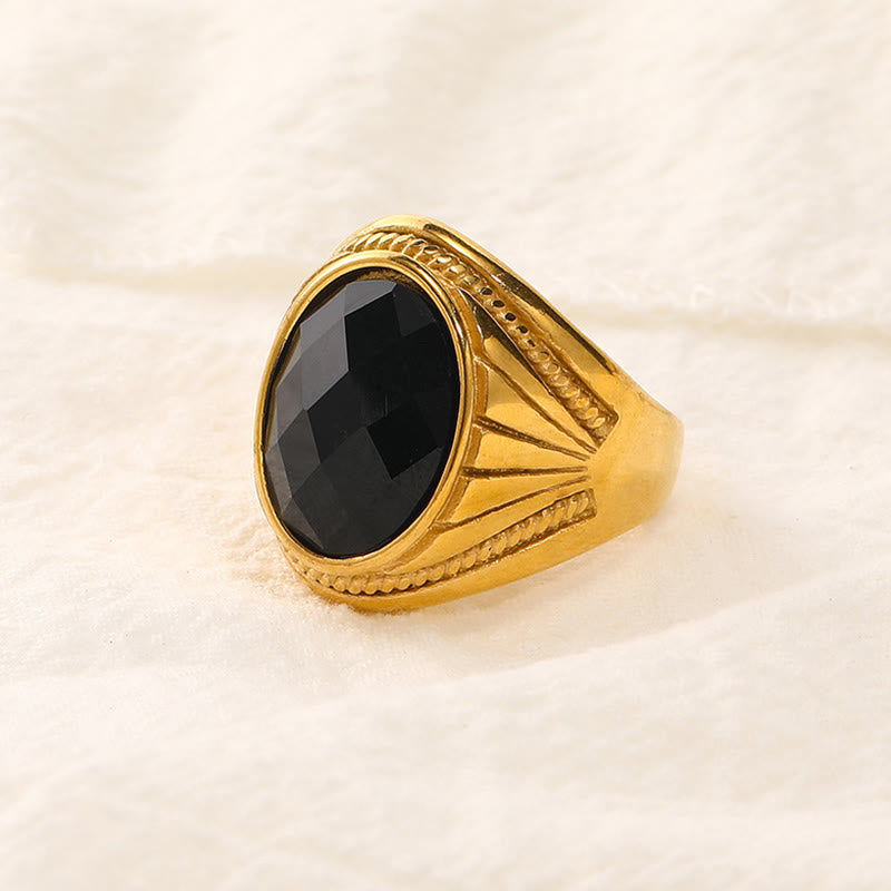 Anello in acciaio inossidabile con pietra preziosa naturale Olivenorma