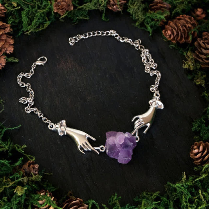 Collana di guarigione della mano dell'angelo di ametista
