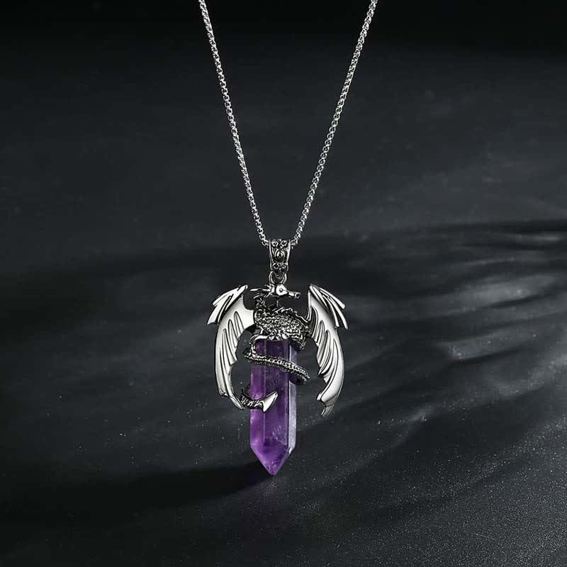 Collana Reiki con pietra curativa in cristallo di drago vintage Olivenorma 
