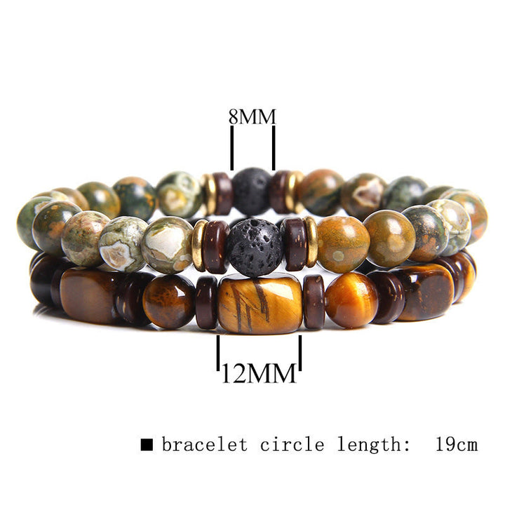 Olivenorma Set di bracciali in pietra occhio di tigre turchese africano