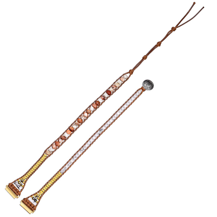 Olivenorma Braccialetto Samsung con cinturino intrecciato con perline turchesi bianche 