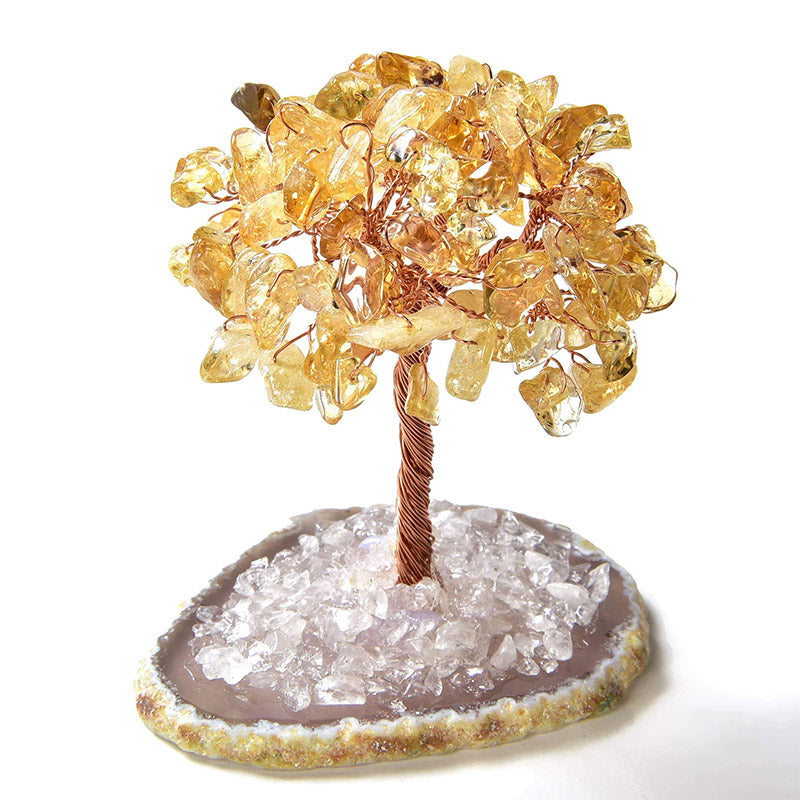 Albero Feng Shui con pietra preziosa naturale Olivenorma Citrine con base in agata