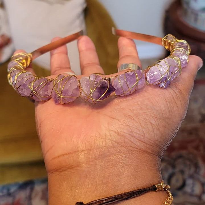 Olivenorma Parrucca artigianale in cristallo di ametista e corvo