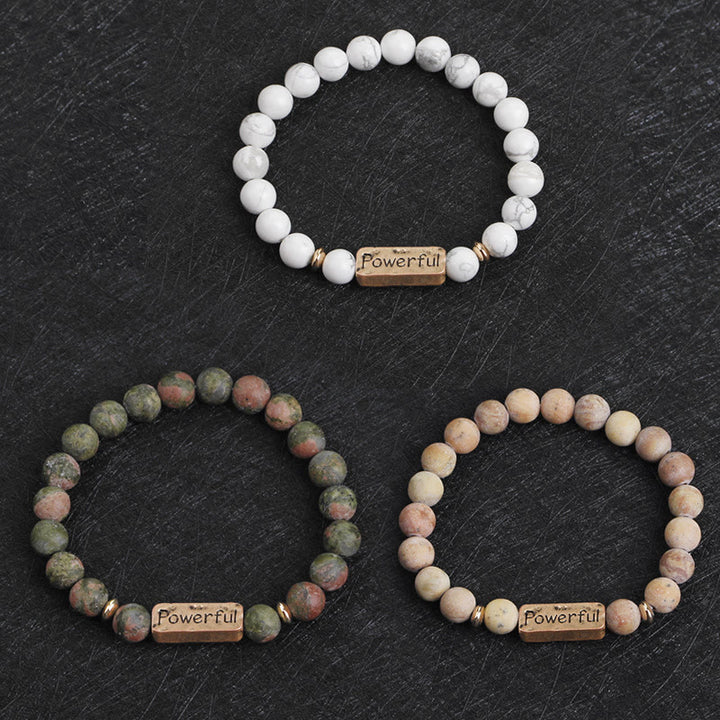 Bracciale con potente incisione Love Natural Gemstone Olivenorma