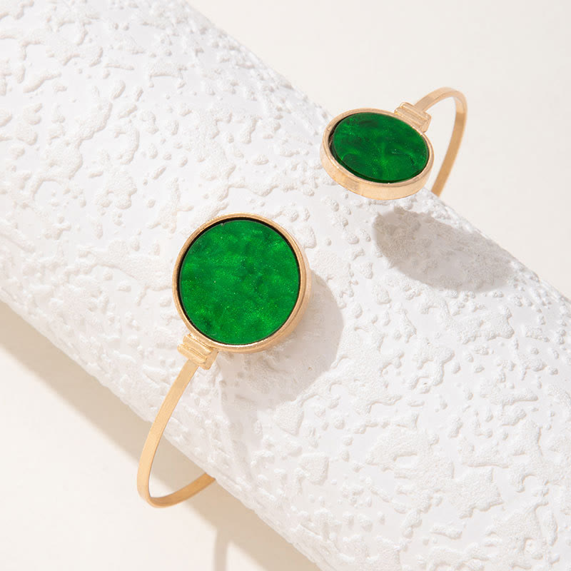Olivenorma Set di cinque bracciali aperti in lega di pietra naturale 