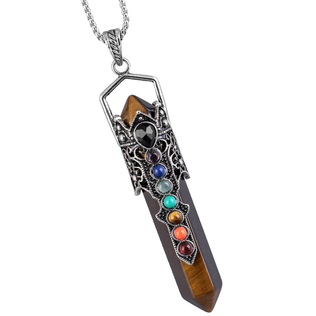 Collana con ciondolo a colonna di cristallo esagonale Olivenorma