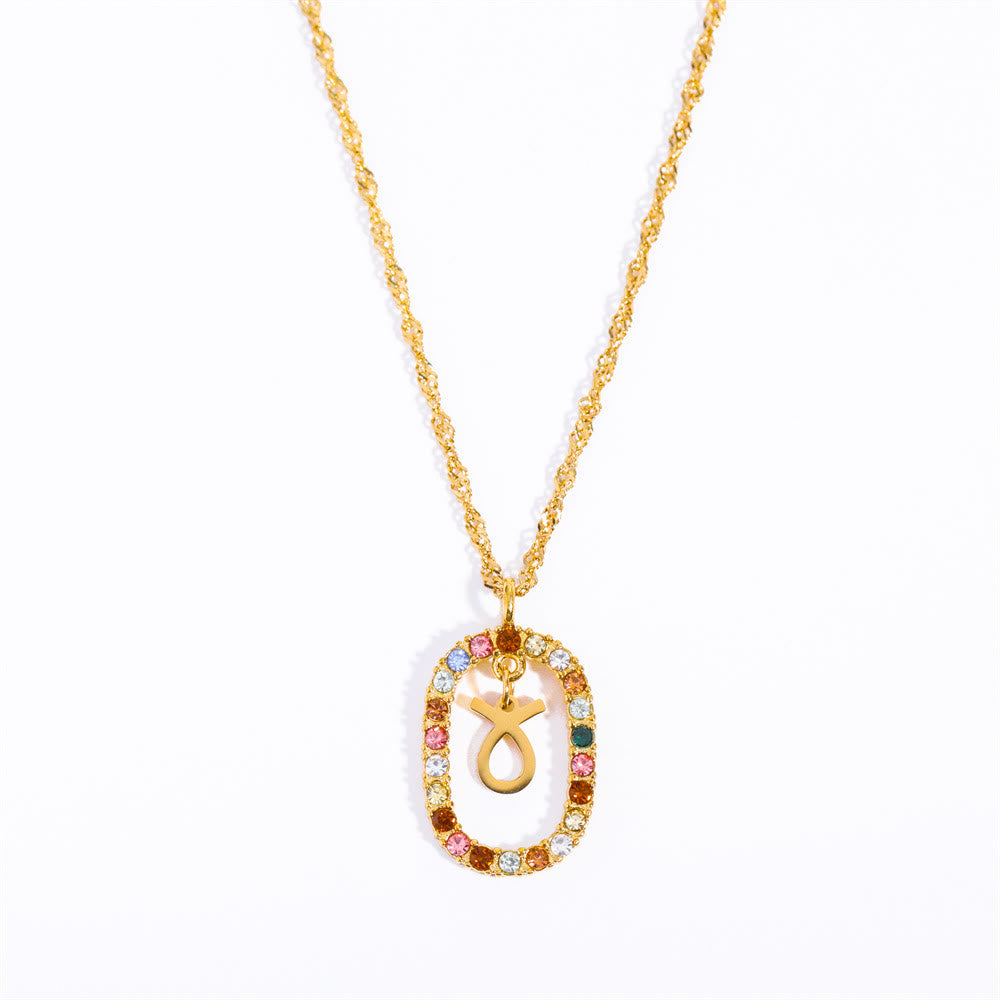 Collana Olivenorma Zircone traforato Ovale Costellazione Zodiacale