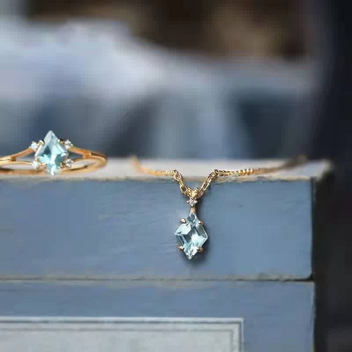 Collana con tormalina Paraiba rombica delicata Olivenorma 