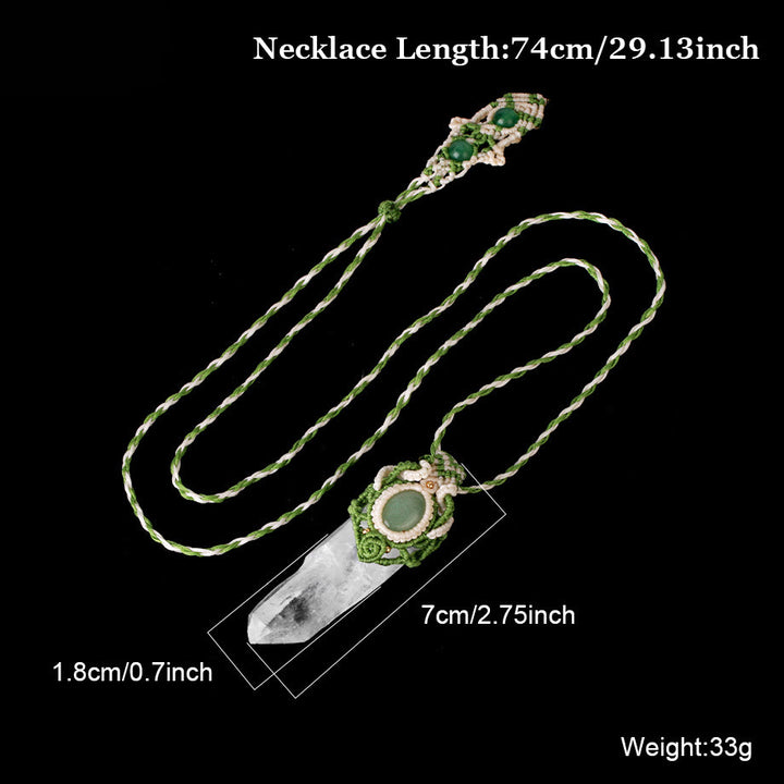 Collana con ciondolo in pietra naturale intrecciata in quarzo ialino Olivenorma