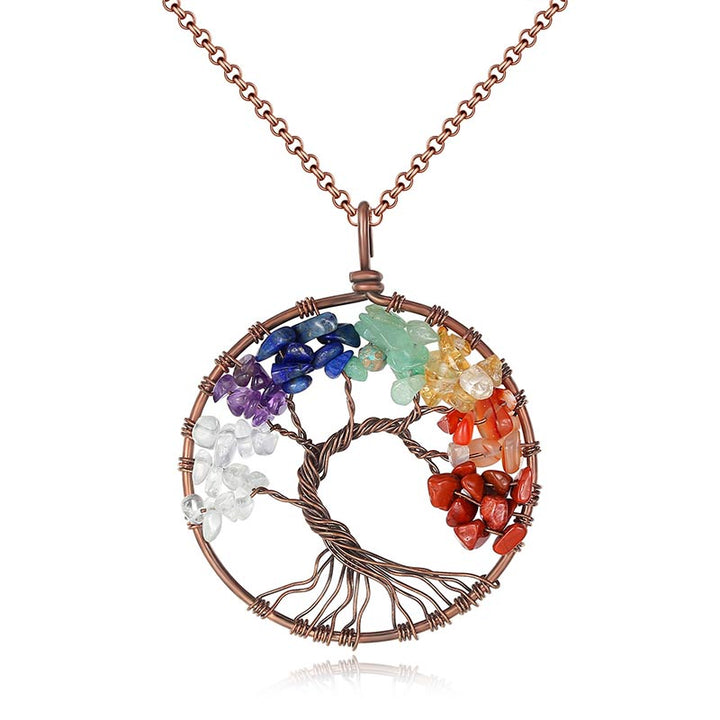 Collana con albero della vita dei chakra naturali Olivenorma
