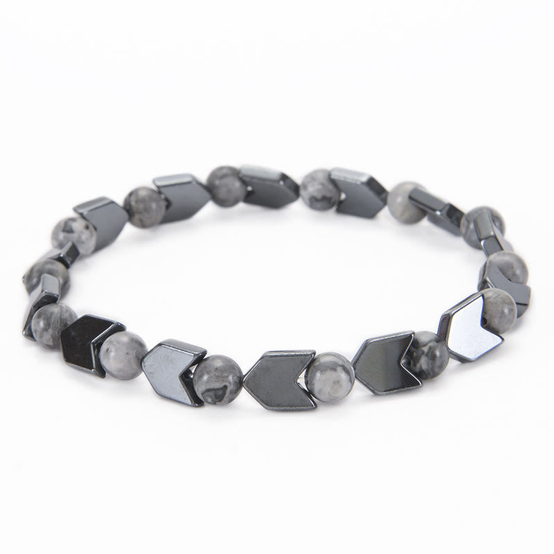 Bracciale da uomo con perline in occhio di tigre ematite e freccia Olivenorma